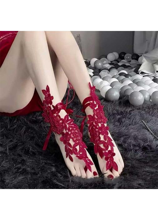 Бордовый демисезонный кружевные гольфы с завязками /m/l (1,2,3,4) бордовый — эротическое бельё -