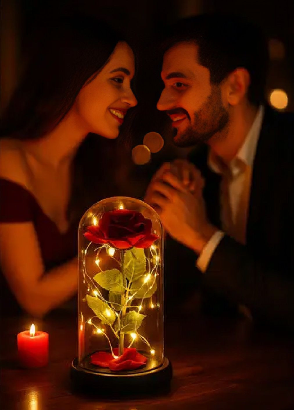 Ночник светильник роза в колбе с теплой белой светодиодной LED подсветкой работой от батареек 21 см (480249-Prob) Unbranded (332256938)