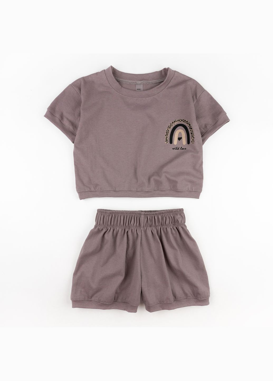 Коричневый летний топ и шорты dexter`s на лето с принтом wild love dexter's