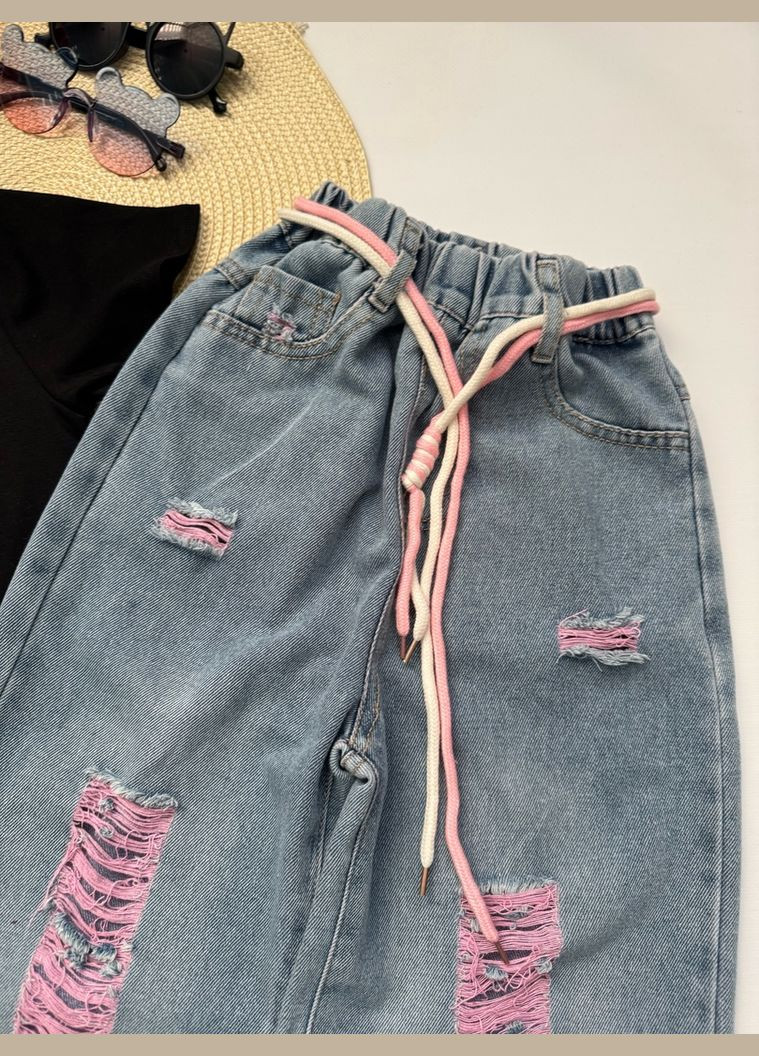 Комбінований демісезонний комплект для дівчинки чорна футболка і джинси 10789 No Brand