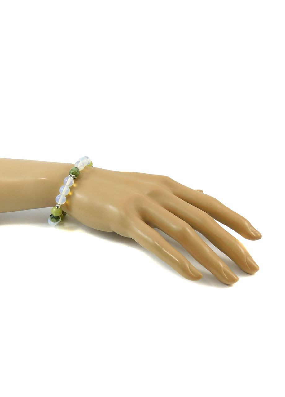 Браслет "Прикосновение весны" Жадеит, Лунный камень синтетический 17 Fursa fashion (325880364)