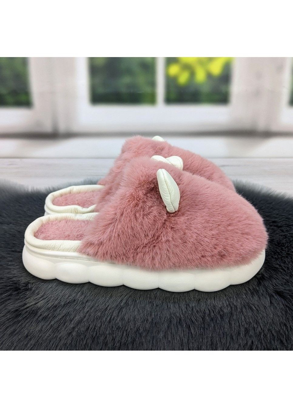 Тапочки жіночі домашні хутряні з вушками Fashion (311216635)