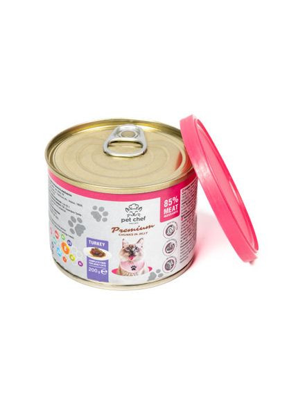 Корм вологий для дорослих котів, шматочки в желе з індичкою 200 г (*) Pet Chef (322592242)