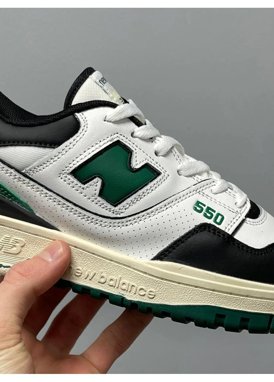 Білі кросівки чоловічі new balance 550 white black green нью беланс 550 білі демісезон No Brand