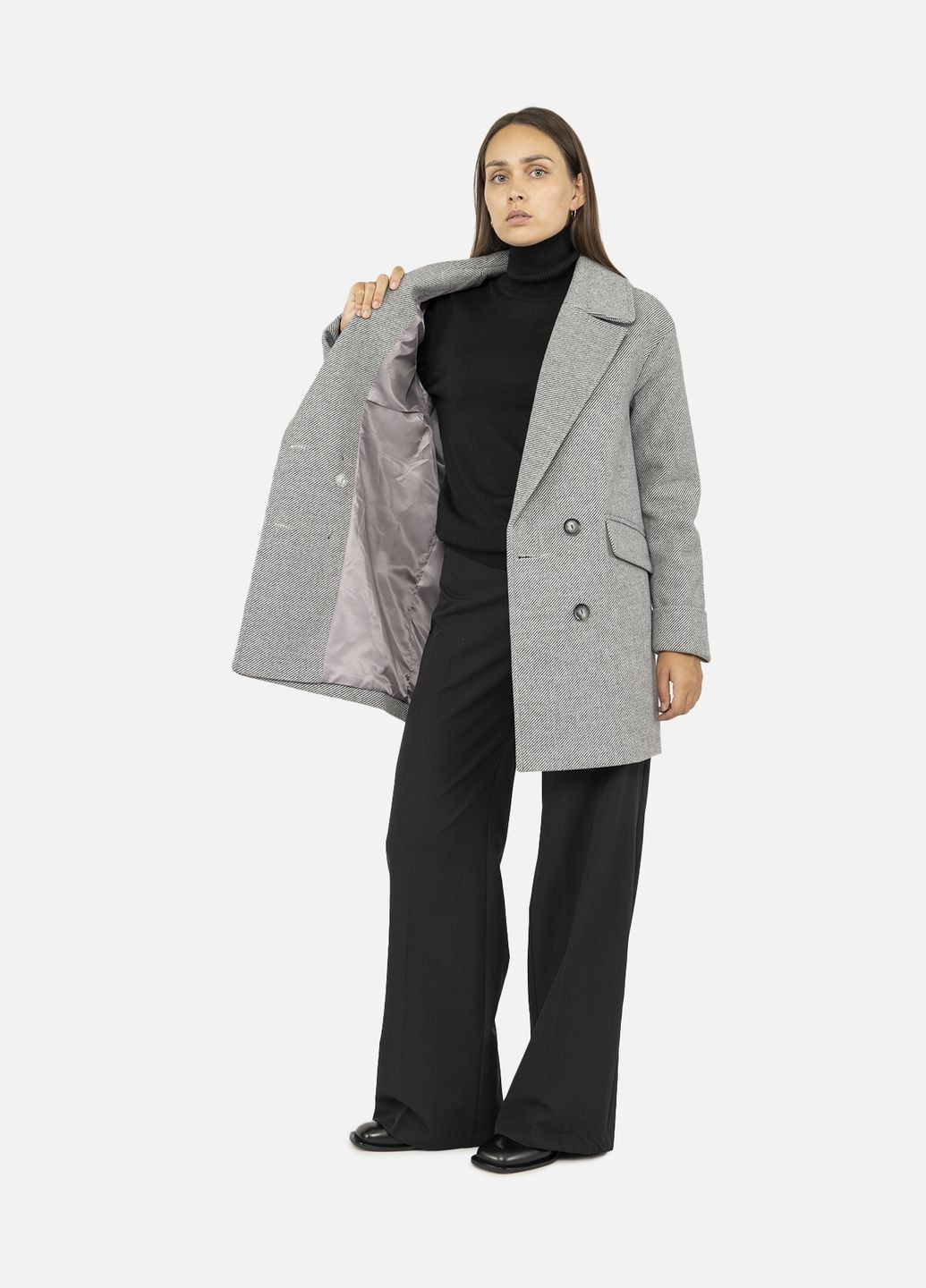 Сіре демісезонне Жіноче довге пальто колір сірий CB-00259138 Vik Mar