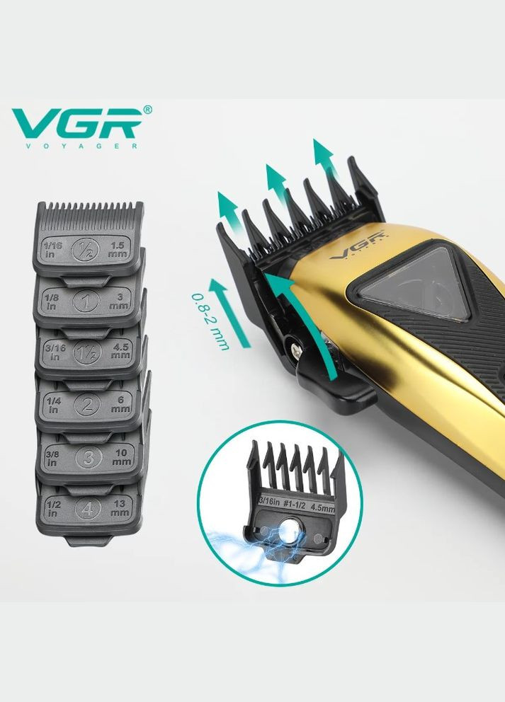 Машинка для стрижки VGR V-015 акумуляторна бездротова професійна 6 насадок - Догляд за тілом No Brand (342369248)