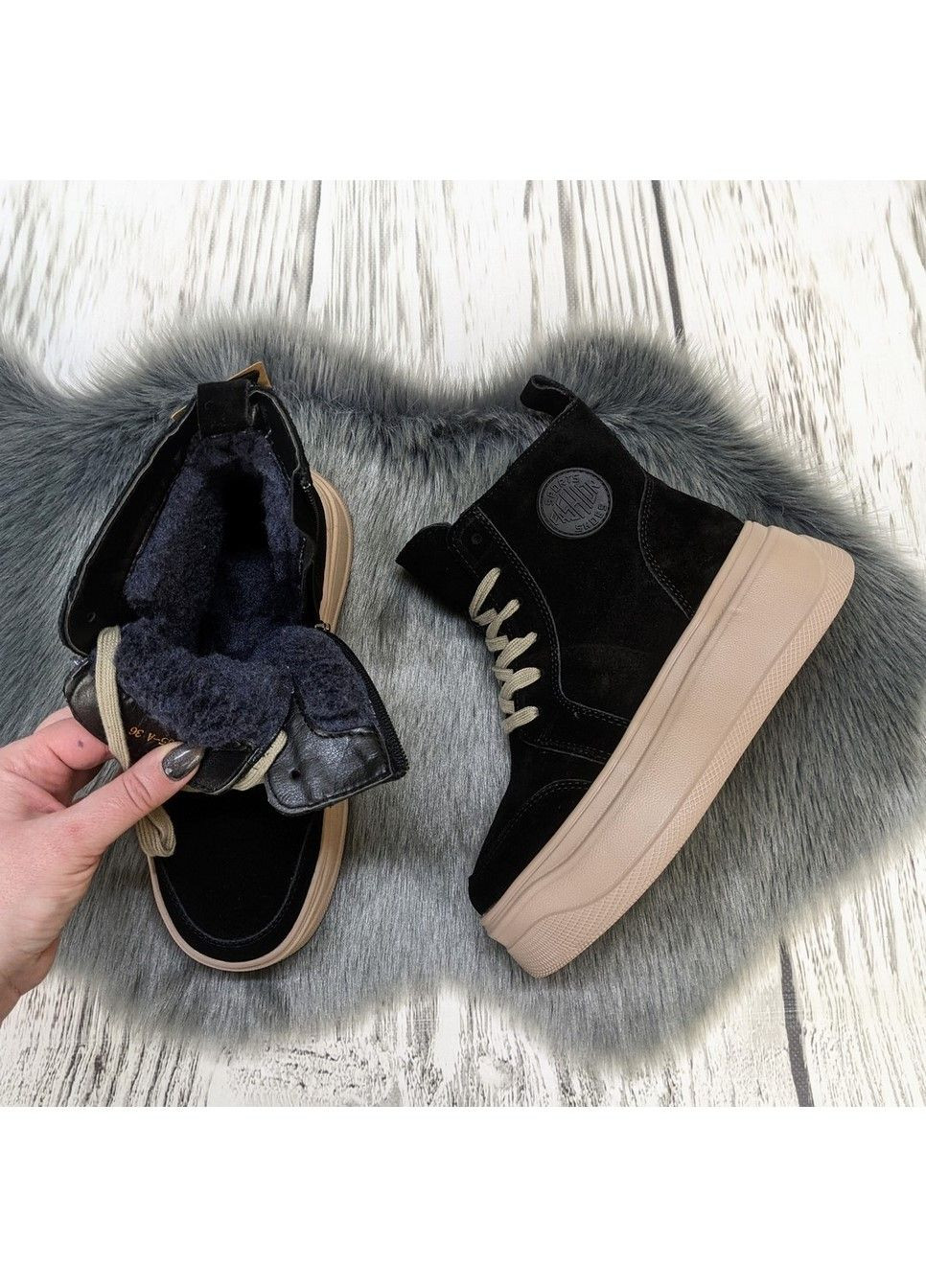 Зимние ботинки женские зимние ITTS из натуральной замши