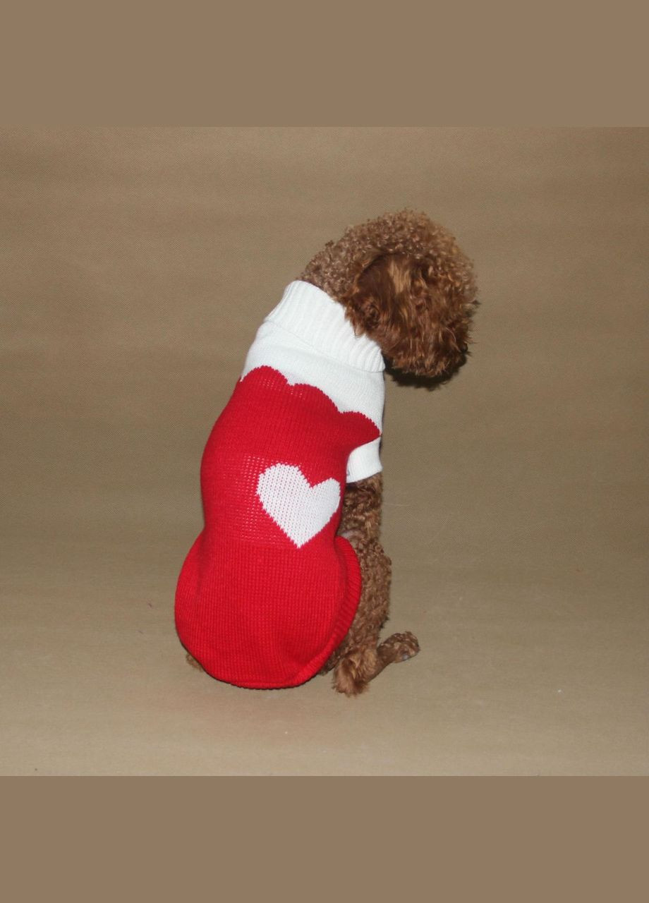 Вязаный акриловый свитер для собак Pet Style "Красное сердце" XS No Brand - (323235079)