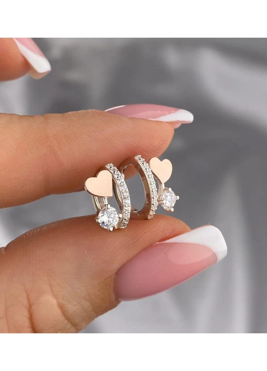 Серебряные серьги Конго с вставками из золота 1458.50 Без бренду (381410961)