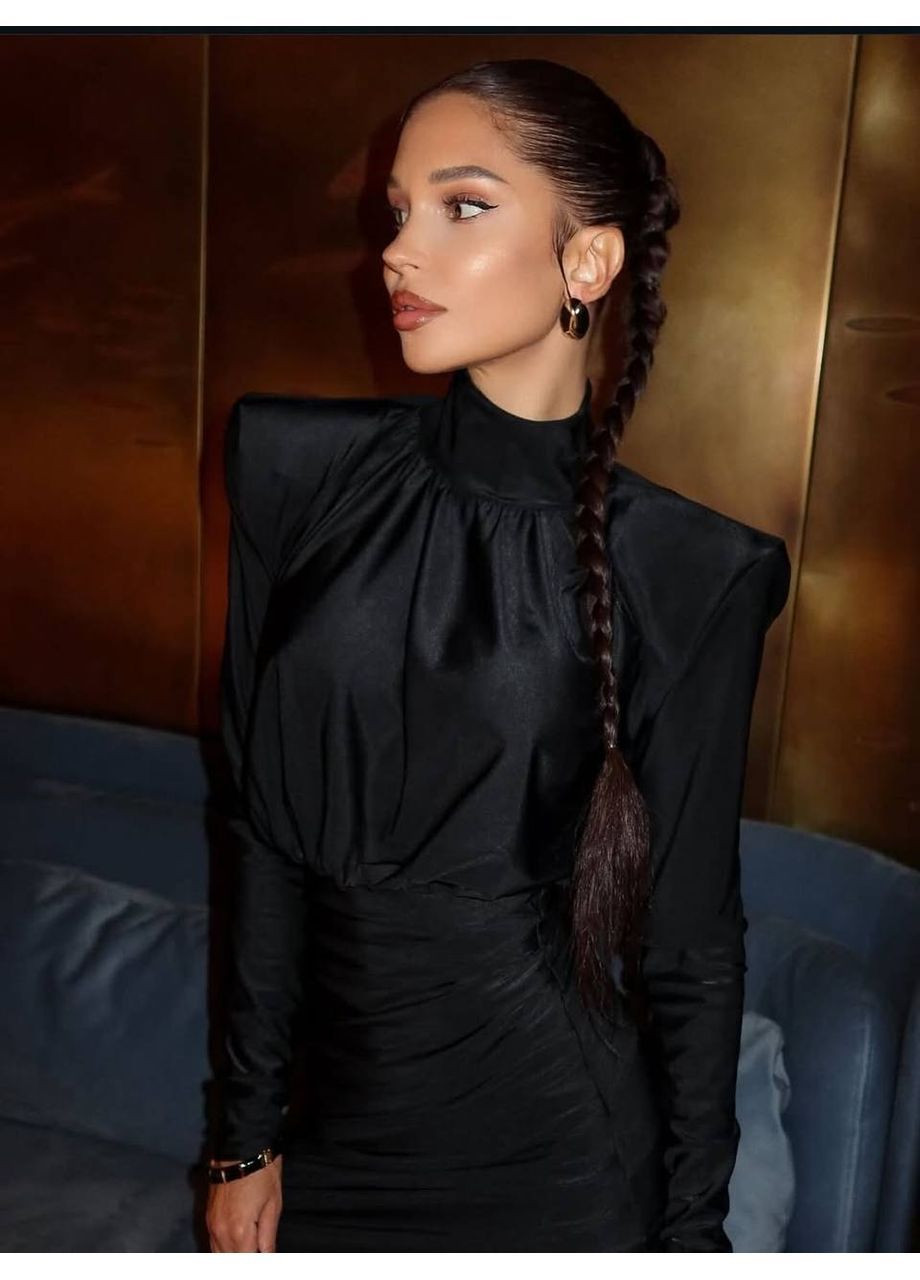 Черное праздничный, коктейльное, вечернее, кэжуал женское платье силуэтная FINO Mode