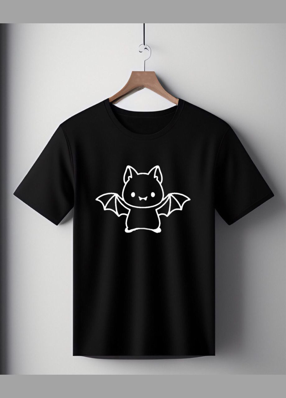 Футболка черная оверсайз унисекс с принтом "Летучая мышь" Handmade (308245061)