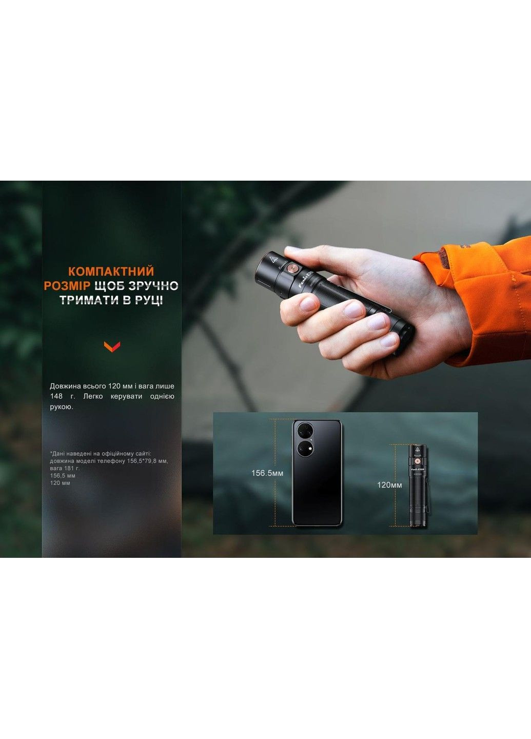 Ручной мини фонарик E35R 3100лм USB-C (Черный) Fenix (331639308)