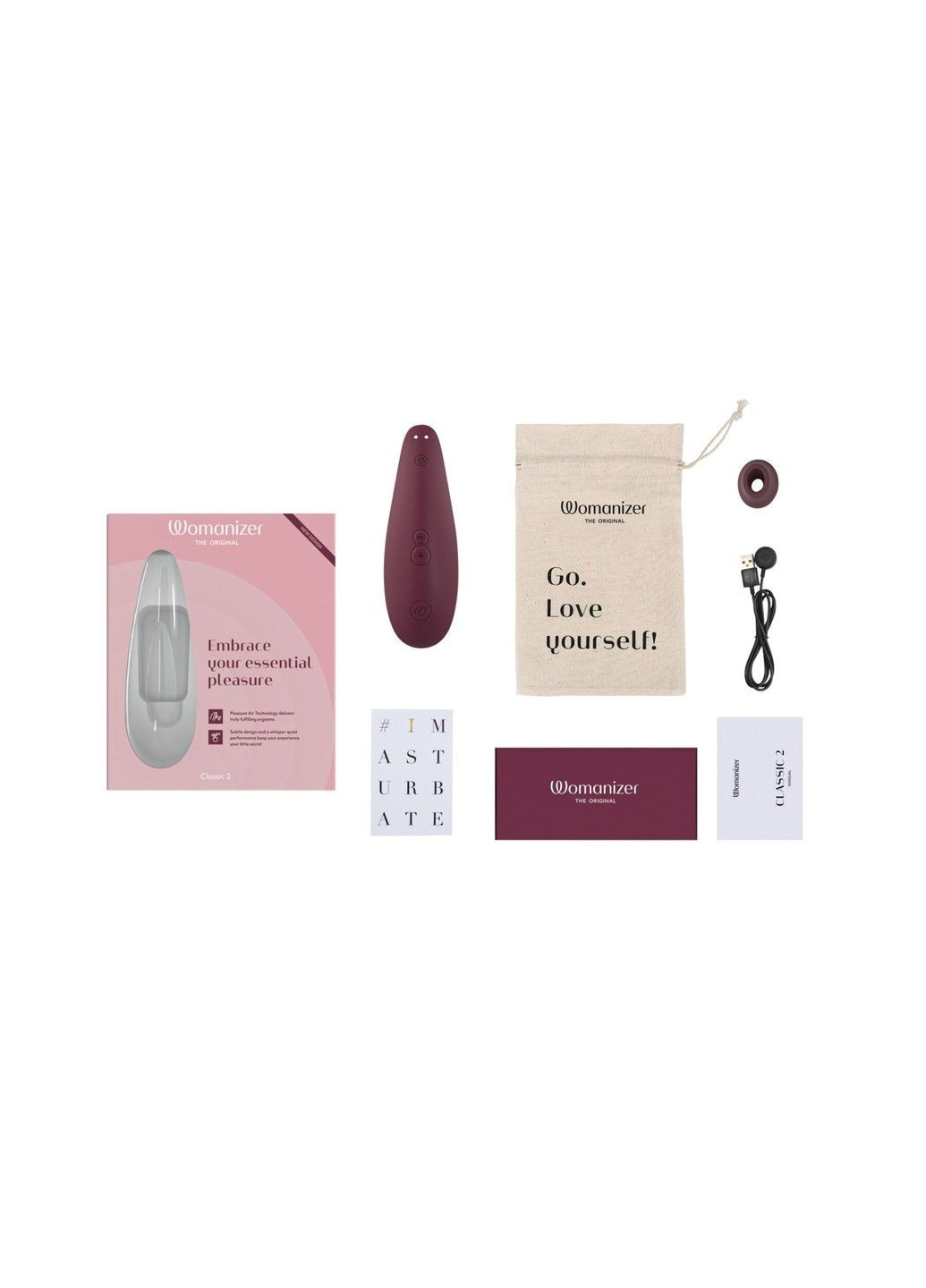 Вакуумный клиторальный стимулятор Classic 2 - Bordeaux, 10 режимов, функция Afterglow Womanizer (315498259)