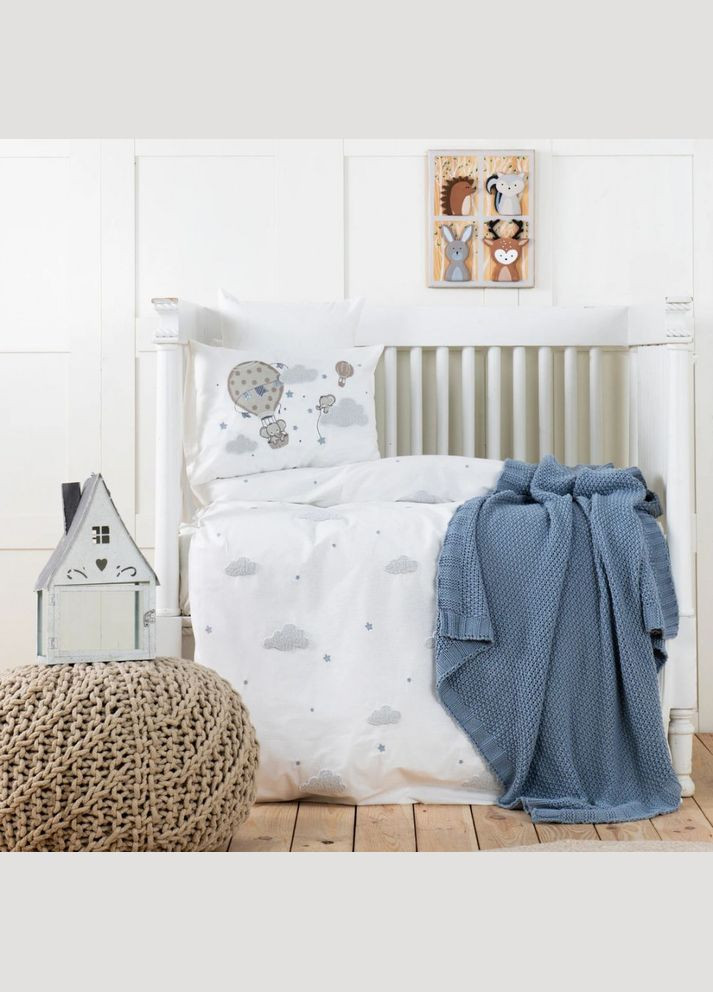 Дитячий набір у ліжечко для немовлят Elephant Sky mavi (5 предметів) Karaca Home (275863786)