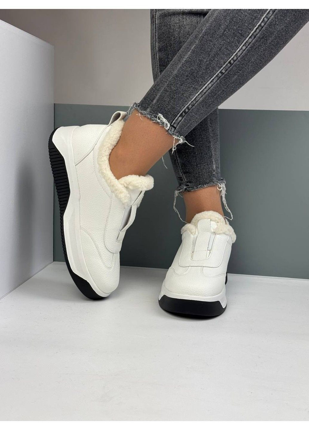 493 Кросовки Зимние Кожаные Белые утепленные Yimeili белые зима (367960218)