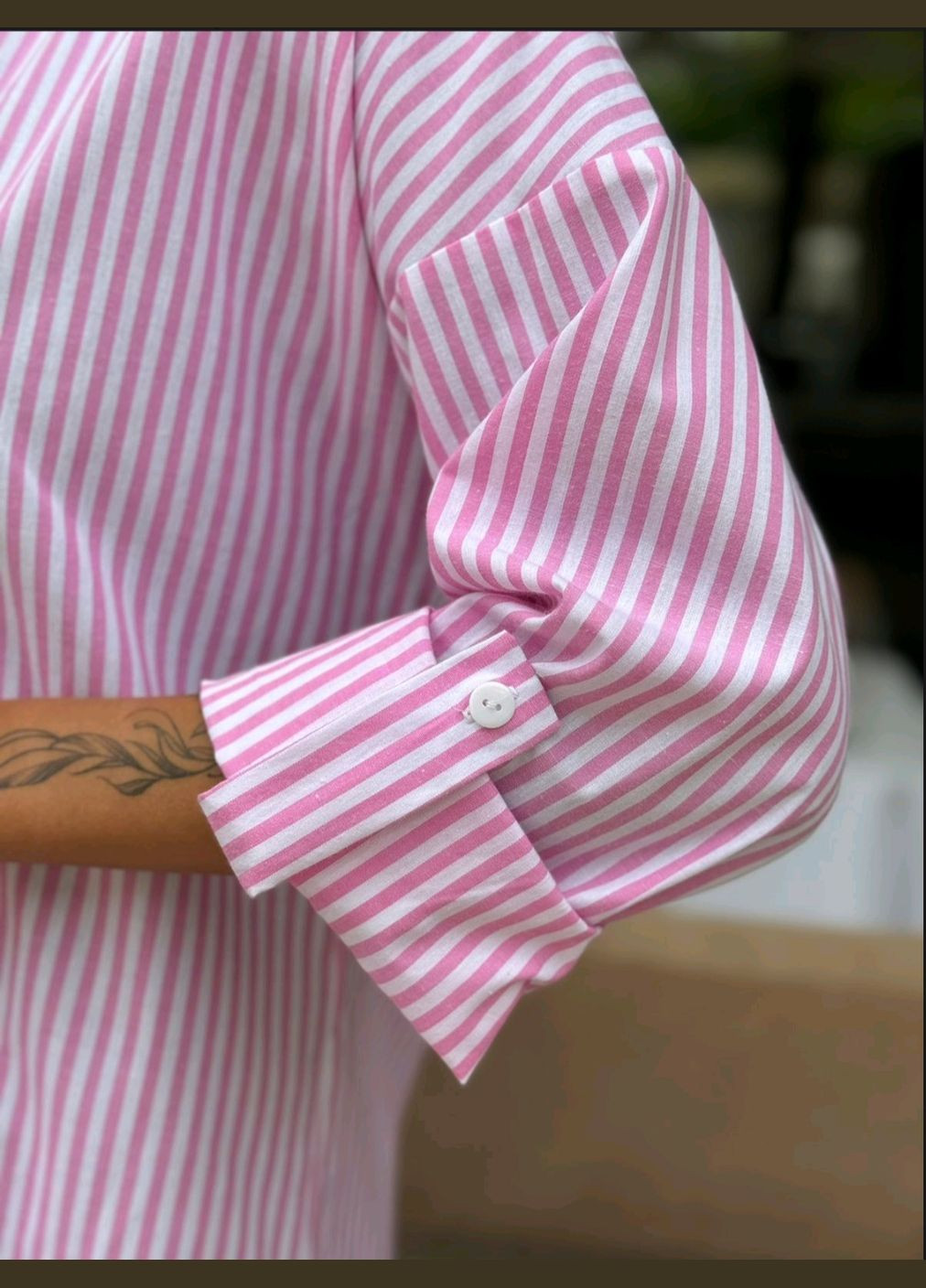 Жіноча сорочка в смужку літня котонова з довгим рукавом Canvas пряма (297002053)