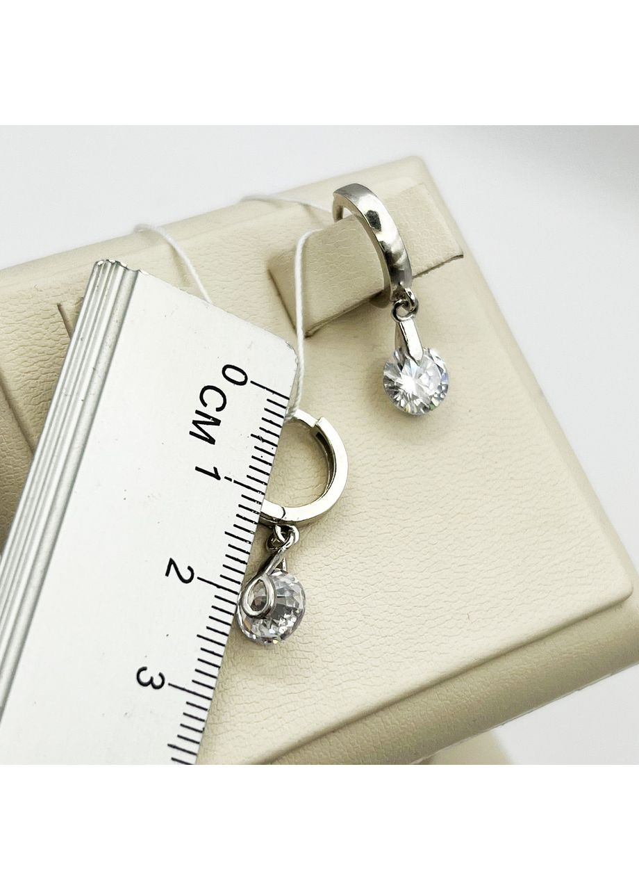 Сережки-кільця срібні з кубічним цирконієм 2,8 г No Brand (369737303)