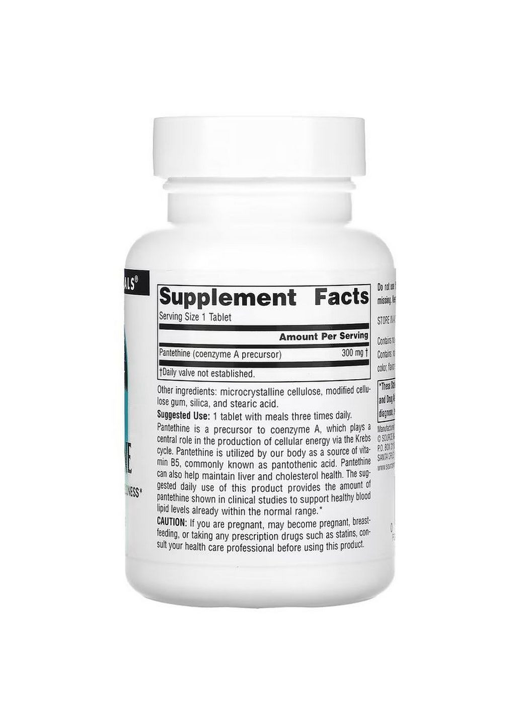 Вітаміни та мінерали Pantethine 300 mg, 90 таблеток Source Naturals (293483159)