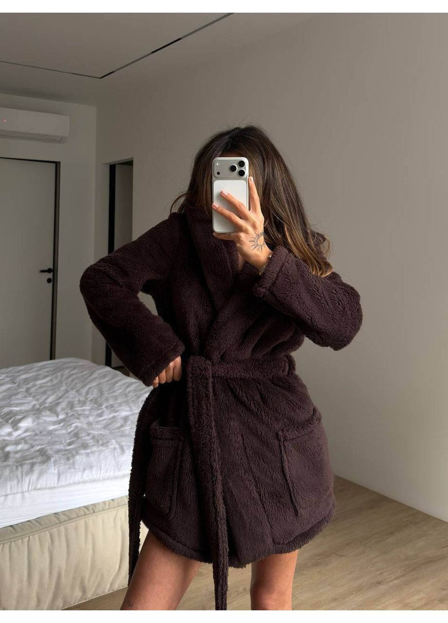 Коричнева всесезон піжама з двосторонньої махри (комплект 2-ка) — заміри в описі сорочка + брюки GD/GL Модний простір