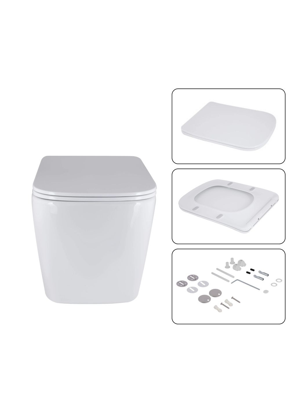 Готове рішення для ванної кімнати: підвісний унітаз Tern 525x345x360 + комплект інсталяції Nest 4 в 1 (лінійна клавіша White) Qtap QT17332303AW47511 (337514838)