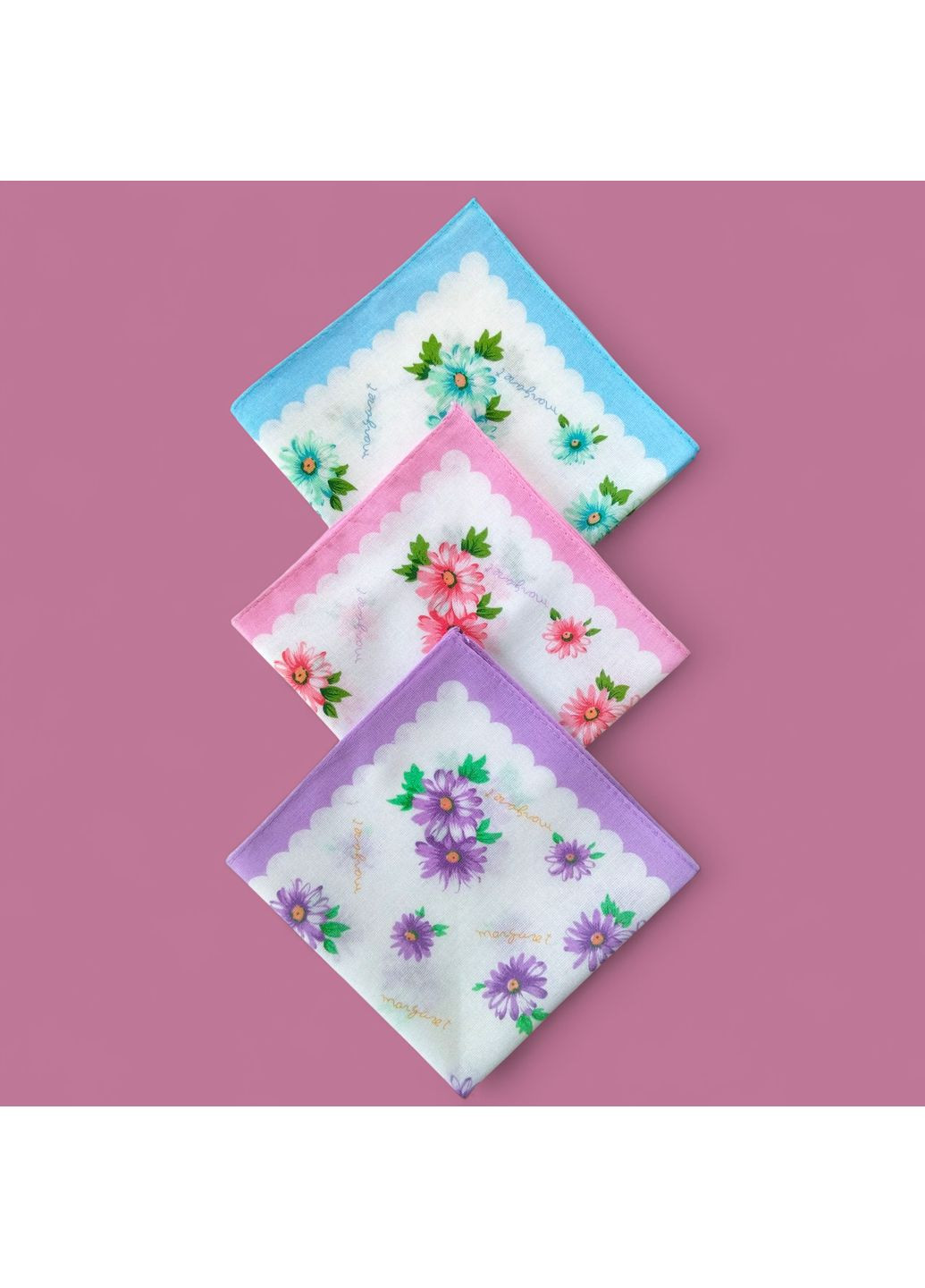 Набір носових хустинок з квітковим принтом, 3 шт. No Brand (361220799)