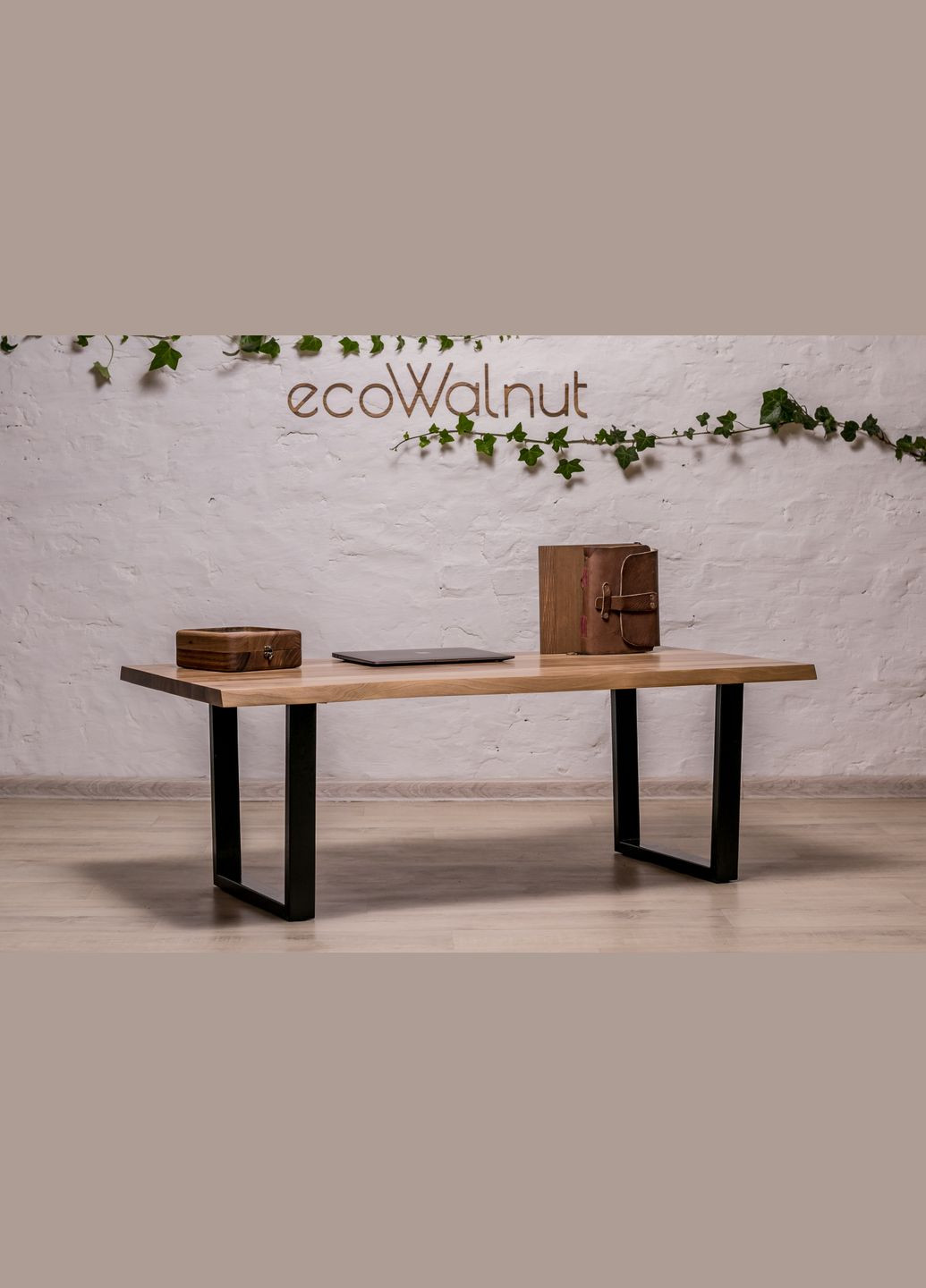 Кофейный стол с живыми краями M (орех) Чайный столик с стиле лофт EcoWalnut (294613520)