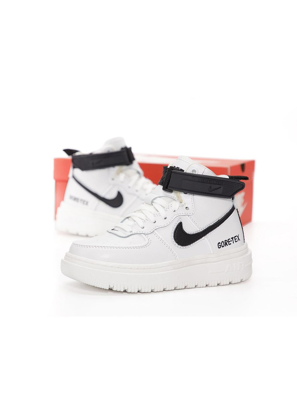 Кроссовки зимние женские и мужские Nike Air Force 1 winter white black fur Gore-Tex | Найк Аир Форс 1 белые черные с мехом No Brand белые зима (309006076)