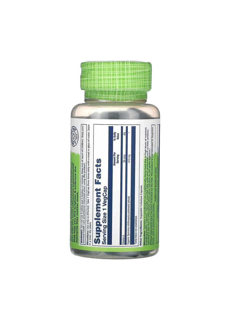 Spirulina Algae 410mg - 100 vcaps Solaray (369398599)