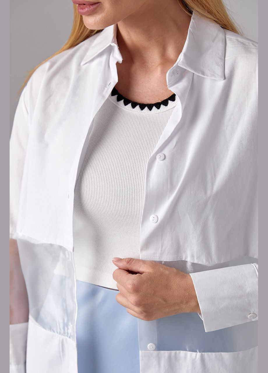 Подовжена жіноча сорочка з прозорими вставками Liton (296658557)