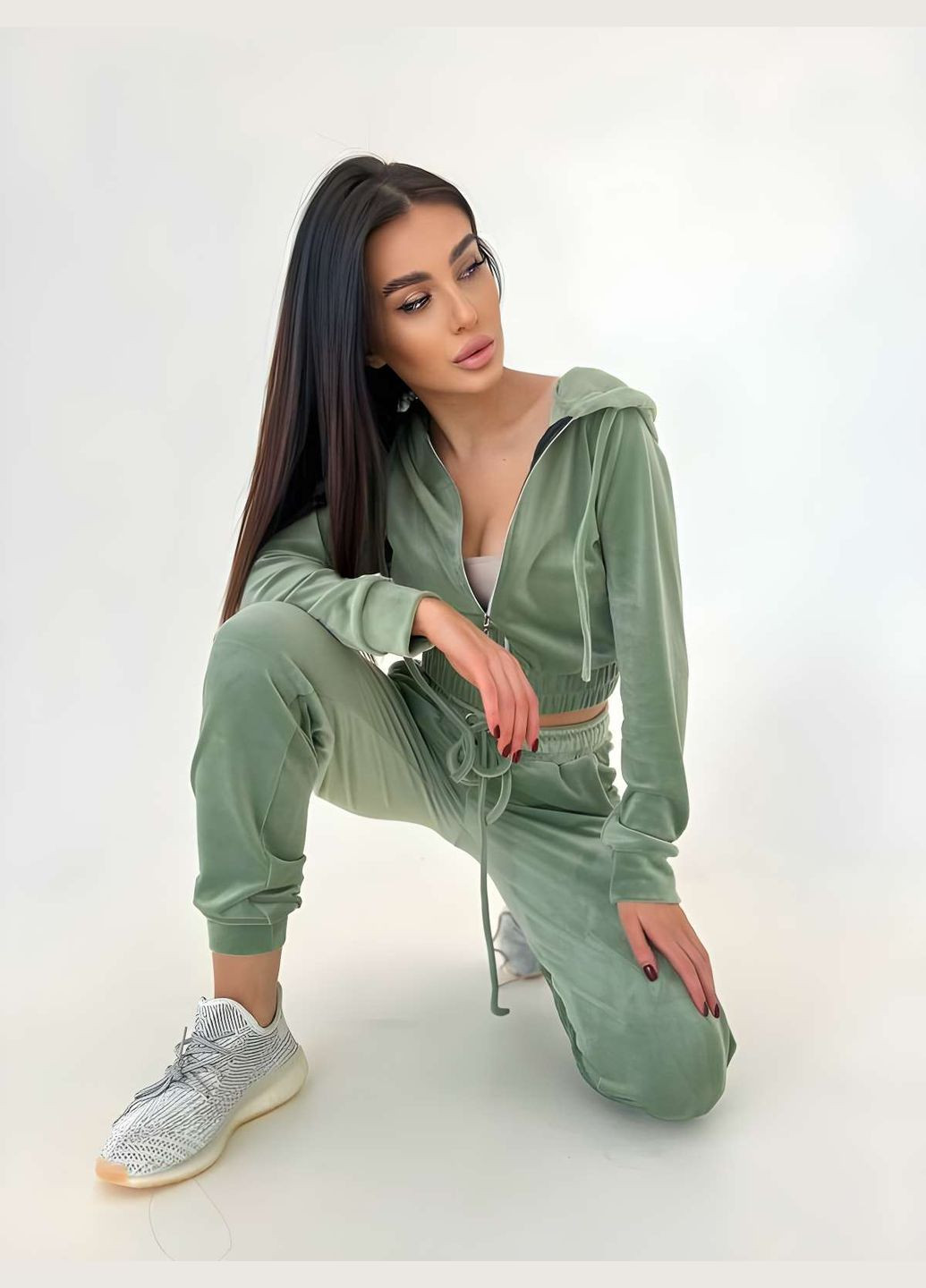 Мягкий велюровый костюм на весну с капюшоном, женский спортивный велюровый... No Brand (329890441)