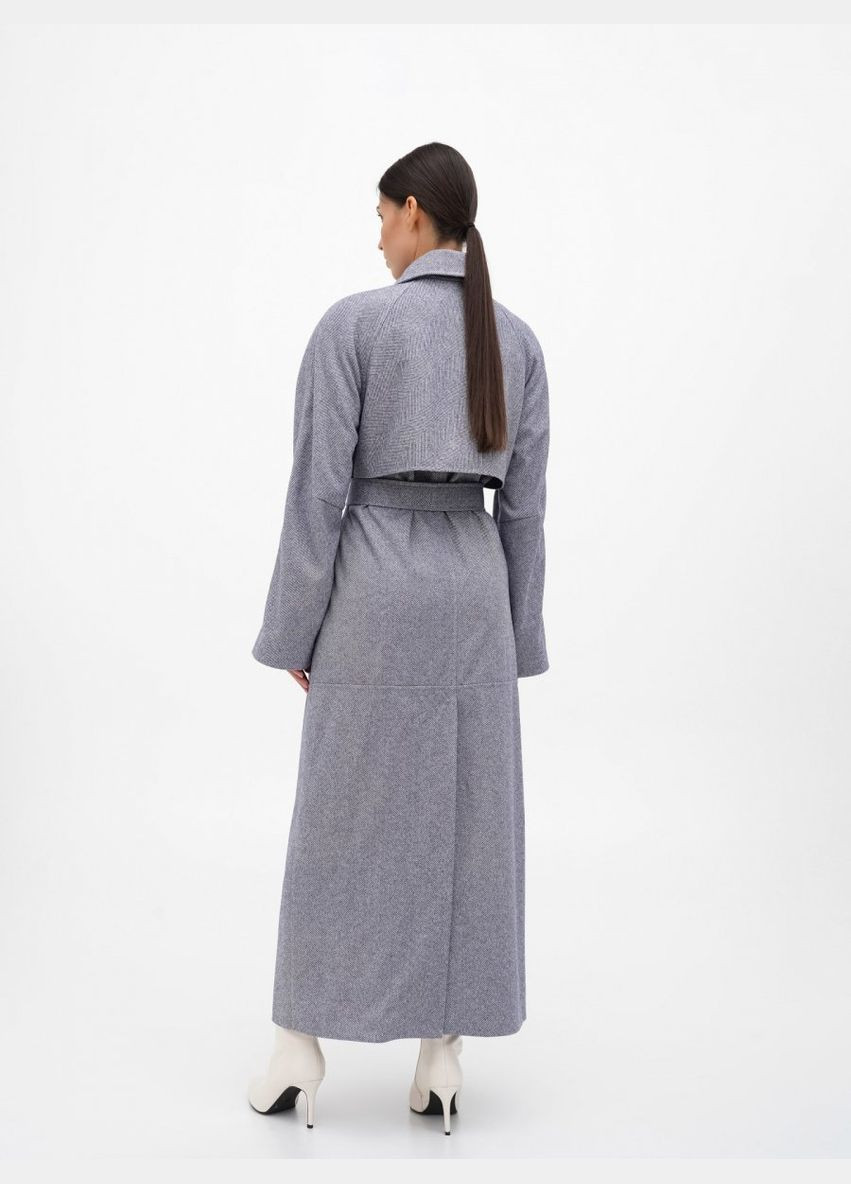 Синє демісезонне Синє пальто максі з відлітною кокеткою a LOT