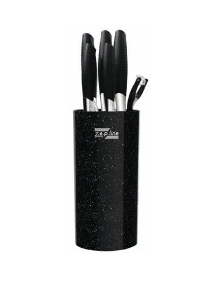 Набор ножей для кухни с подставкой ZP-046 кухонные ножи и подставки Zepline чёрные,