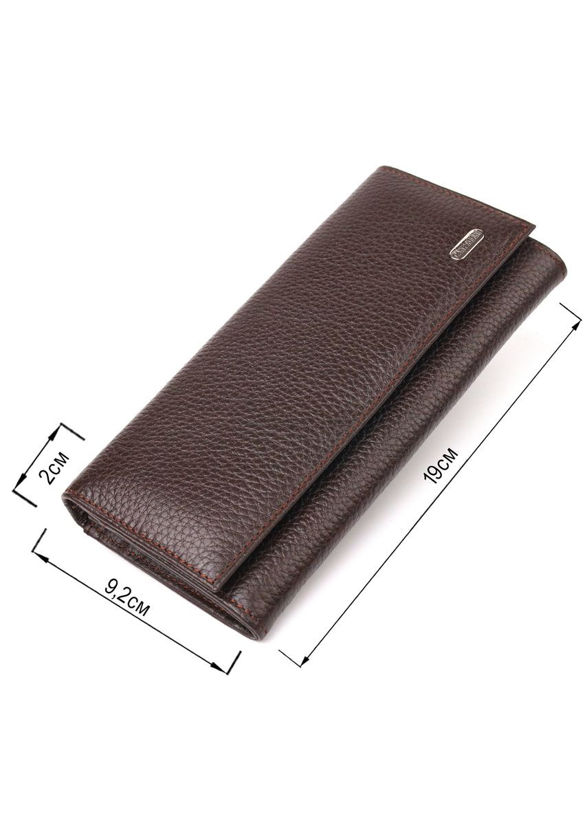 Женский стильный кошелек из натуральной зернистой кожи 21629 Коричневый Canpellini (331911086)