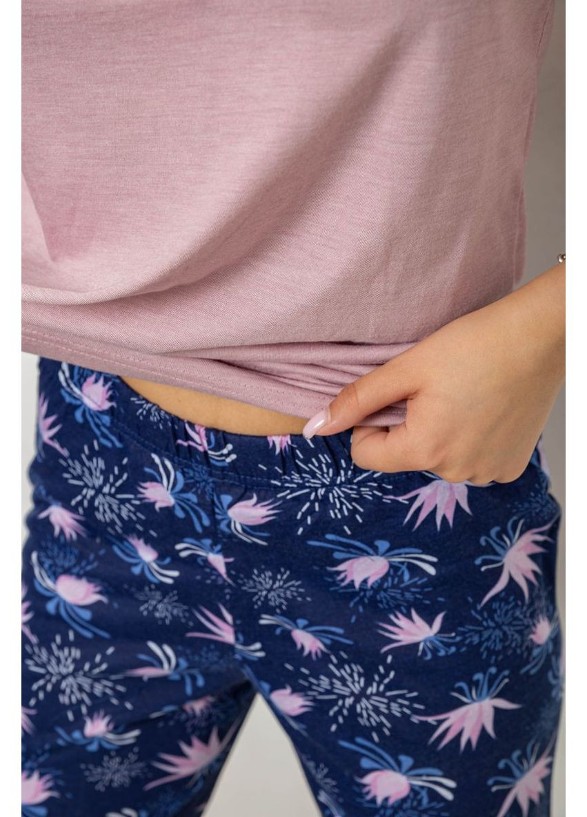 Пудрова всесезон піжама жіноча з принтом, колір пудровий, 243r10248 Le'Maries