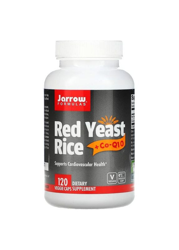 Красный ферментированный рис Red Yeast Rice + Co-Q10, 120 вегакапсул для поддержки сердечно-сосудистой системы Jarrow Formulas (326051514)