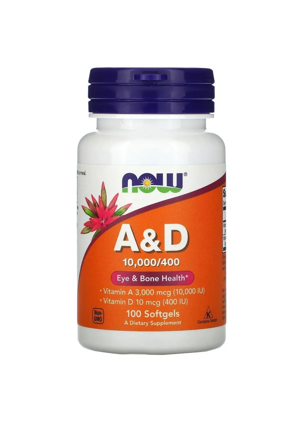 Вітамін А і Д, A & D, Essential Nutrition,, 10000/400 МО, 100 капсул Now Foods (329200018)