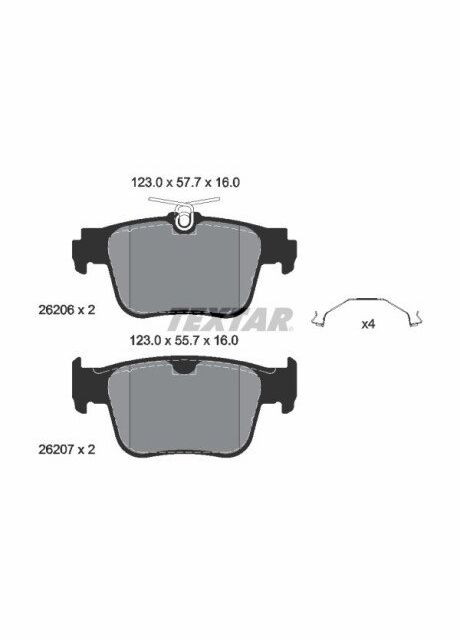 Колодки гальмівні (задні) Audi A3/Skoda Octavia/VW Golf VIII 1.4/2.0 TSI 20- (ATE) 2620601 UA63 Textar (339638360)