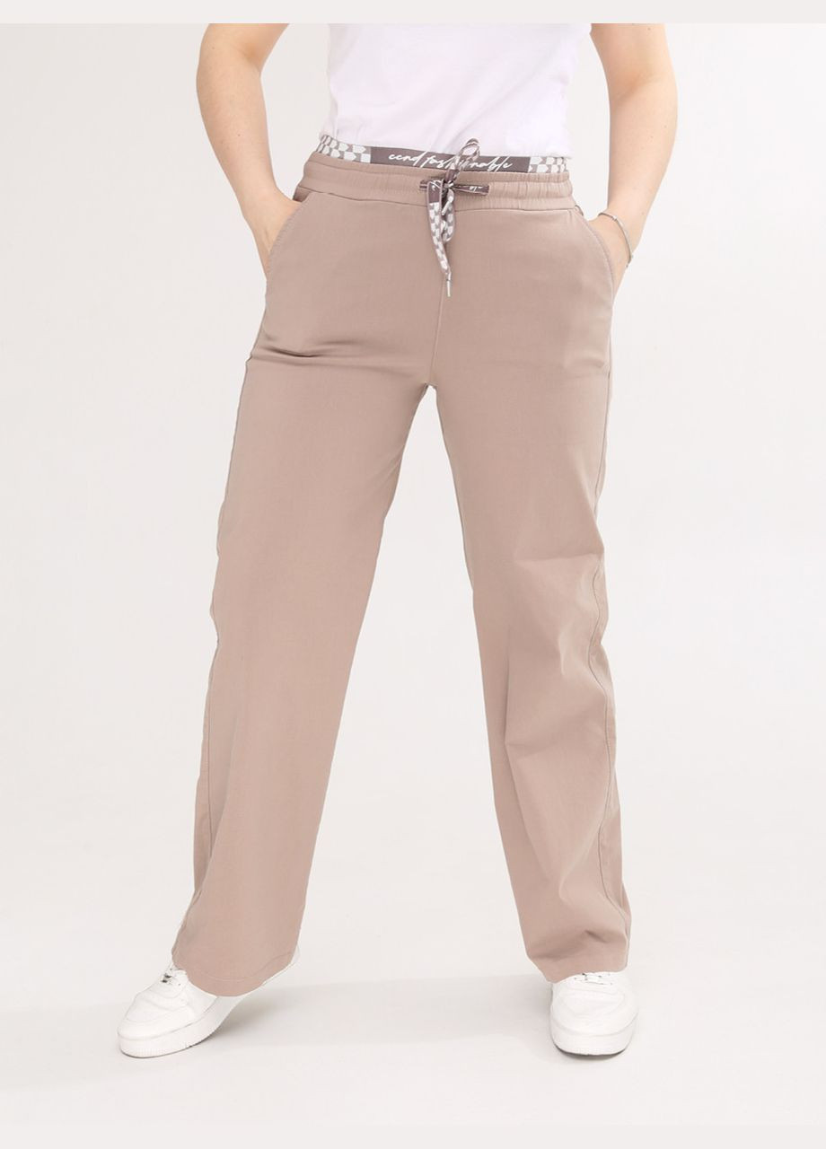 Брюки женские бежевые прямые летние на резинке Estensivo Пряма (293956587)