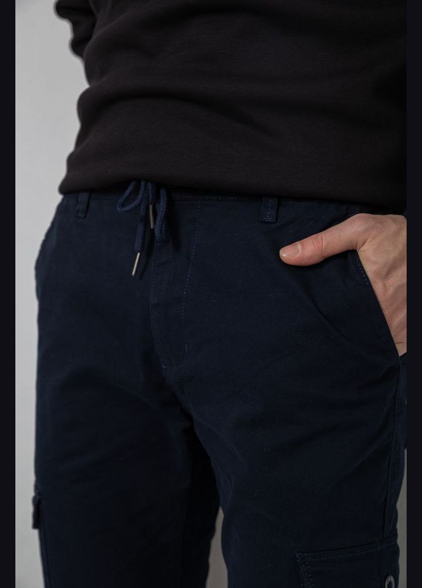 Синие демисезонные прямые джоггеры мужские однотонные темно-синие однотонные размер 28 (sku_244rte915) Ager