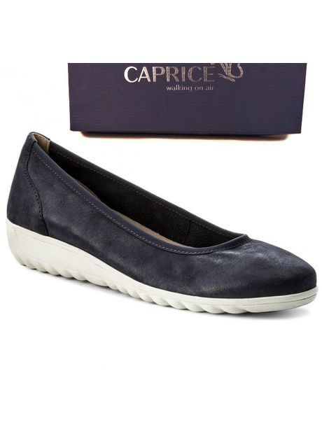 Женские женские балетки на танкетке тм Caprice | синие натуральный нубук (338228768)