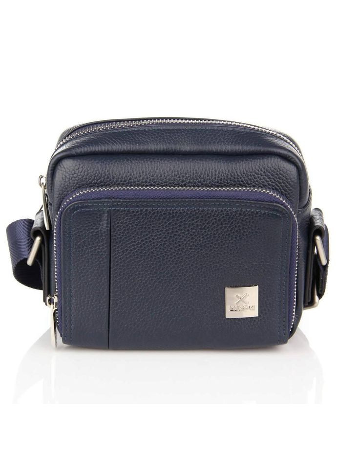 Чоловіча шкіряна сумка 3065-2 BLUE планшетка (барсетка) через плече розмір 17.5 × 14.5 × 6 см синя Luxon (314874116)