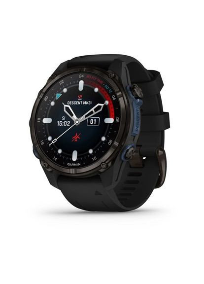 Смарт-часы Descent Mk3i 43 мм серый карбон DLC титановый с черным силиконовым ремешком Garmin (361851749)