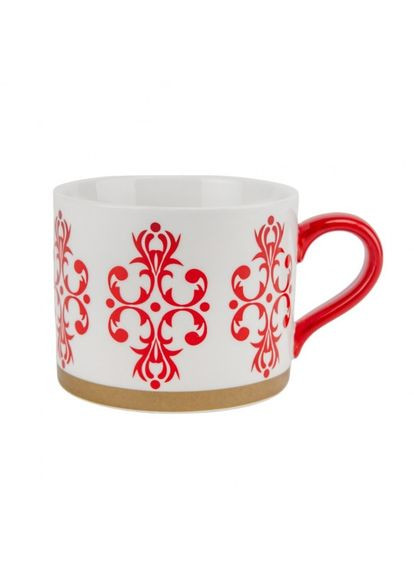 Кружка Орнамент 400 мл Белый с красным1 (9200-017) ELISEY (322539379)