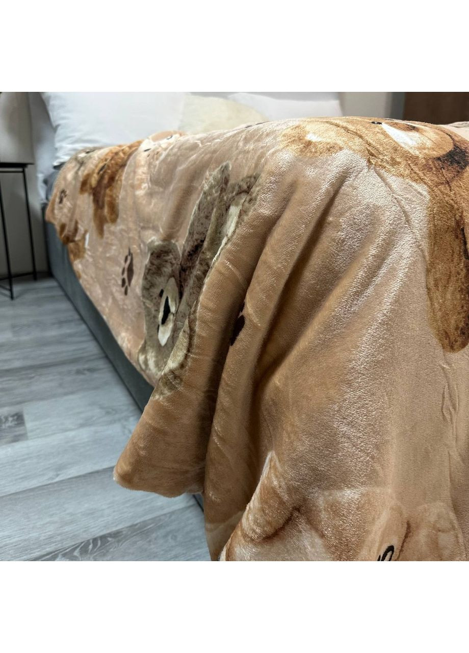 Двосторонній Плед "Comfort & Style" (Велюр + Teddy Fur), розмір 200*220 см бежевого кольору з малюнком No Brand (366957585)