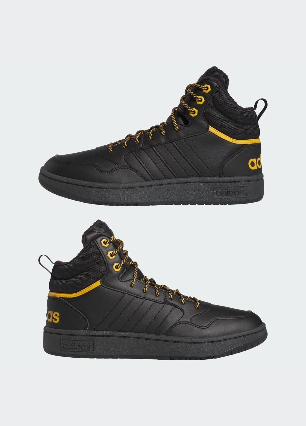 Черные осенние кроссовки hoops 3.0 mid lifestyle basketball classic fur lining adidas