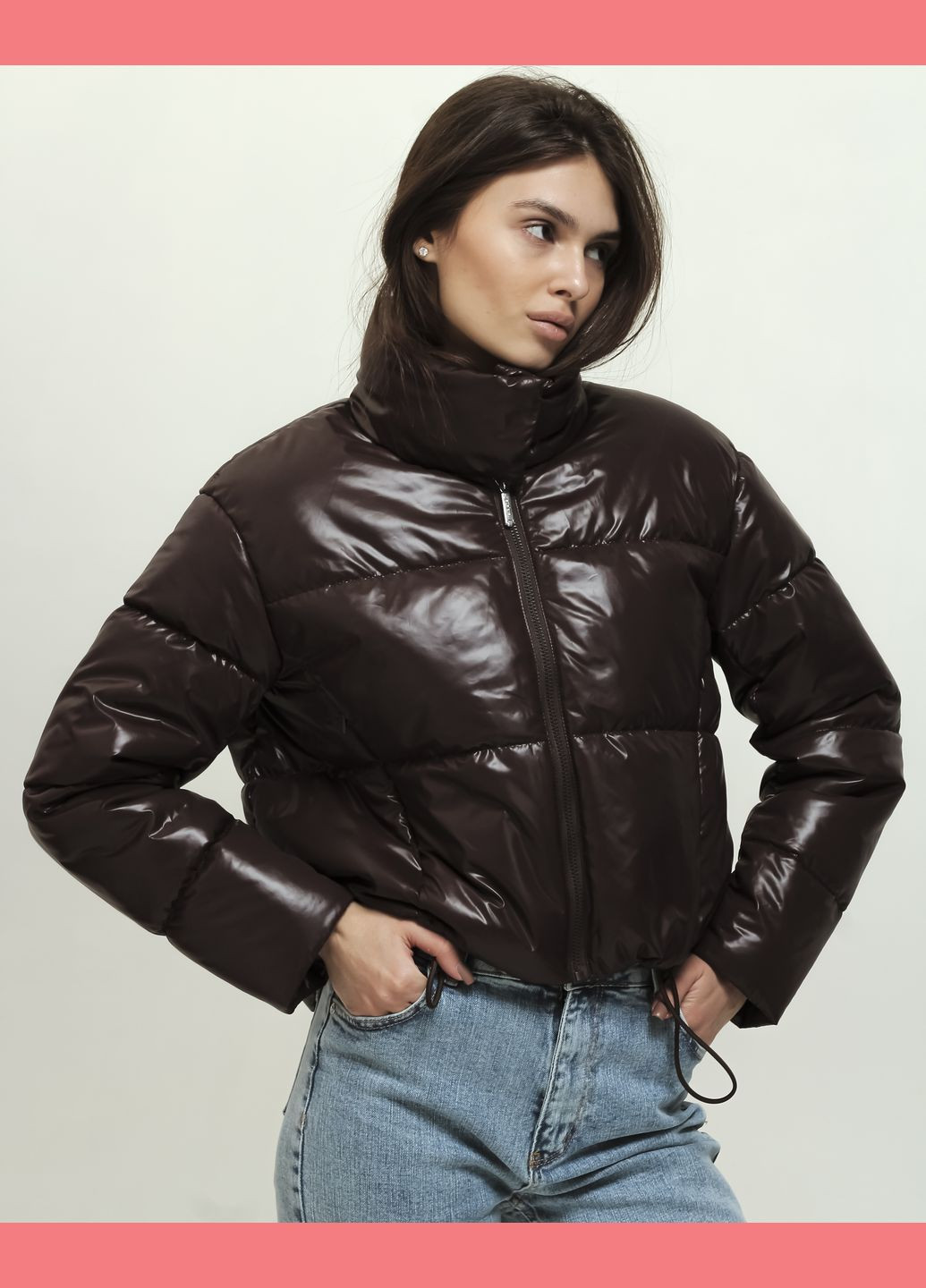 Темно-коричневая демисезонная куртка бомбер женская Kattaleya