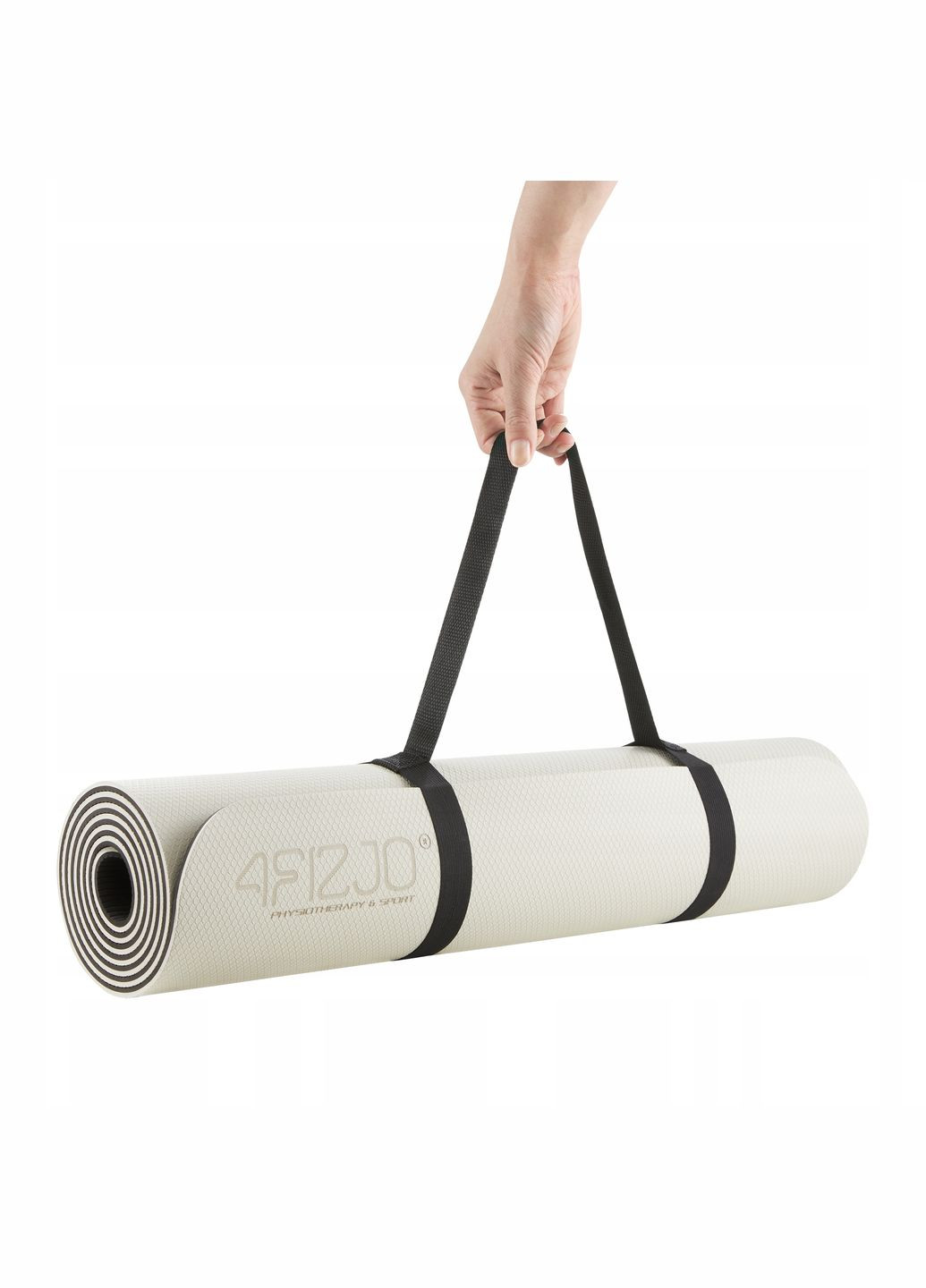 Килимок (мат) спортивний TPE 180 x 60 x 0.6 см для йоги та фітнесу Grey/Black (P-5907739317100) 4FIZJO (303723221)