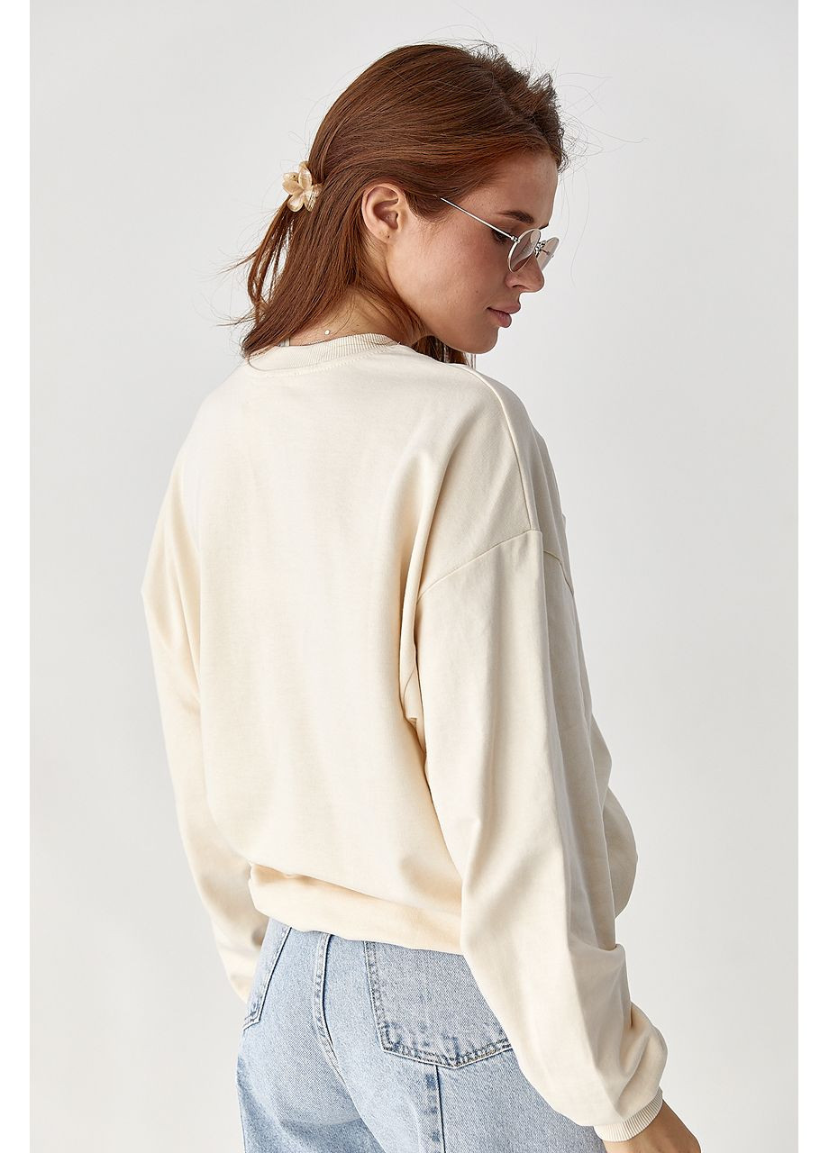 Кремовий світшот з об'ємним написом Lurex (355077349)