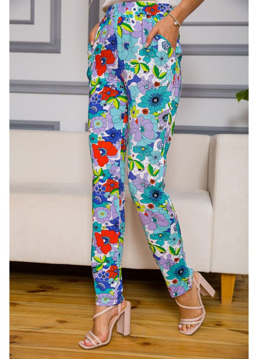 Жіночі штани на резинці, м'ятного кольору з узором, 172R076-1 Ager (369506546)