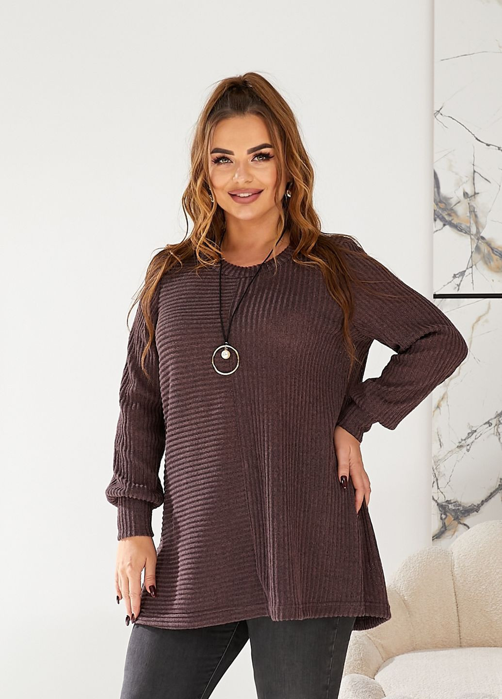 Трикотажна туніка в рубчик No Brand (319329396)